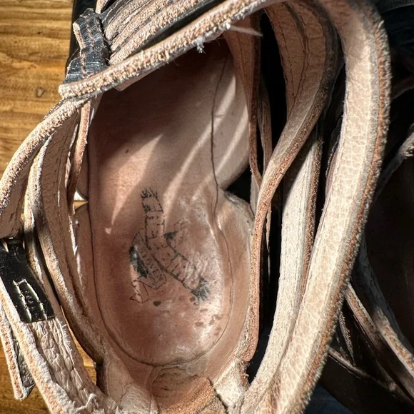 Freebird by Steven, Stair, Black/Brown Leather Strappy Ankle Boot / Bootie SZ 8 - Picture 6 of 9